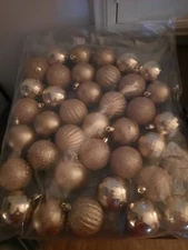 Winter Wonder Lane Shatterproof Gold Balls Glitter,Shine Ornaments Set of 46 