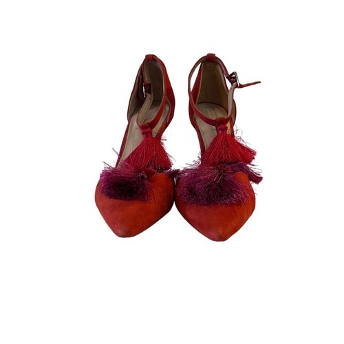 CAMILIA Red Suede Leather Tassel Heels By Antonio Melani Womens Size 7.5M - Picture 4 of 12