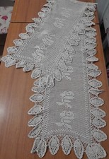 Centro tavola rettangolare ad uncinetto fatto a mano 100% cotone ecru