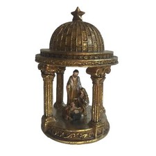 Presepe Vintage Anticato Dipinto Oro Gazebo Cupola Sacra Famiglia Natale 6 X 4