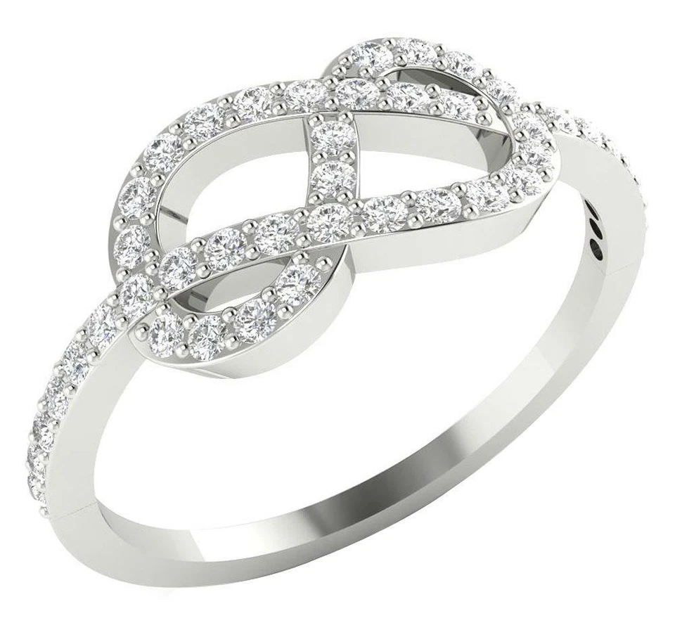 SI1 G Natural Diamond 0.50 Ct Knot Anniversary Ring 14K Solid White Gold 7.80MM - Image 4 of 4