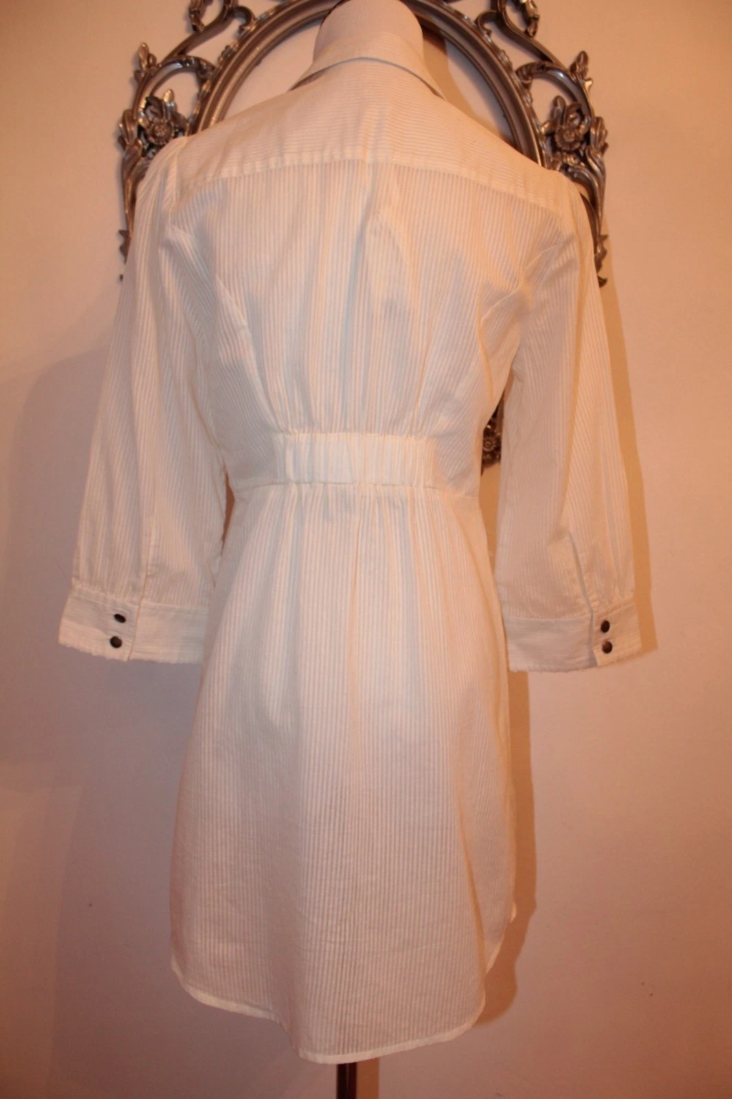 OFF WHITE Abito Camicia Nuovo Edme Asyllte by Anthropologie Bottoni 100% Cotone Off White 6 S