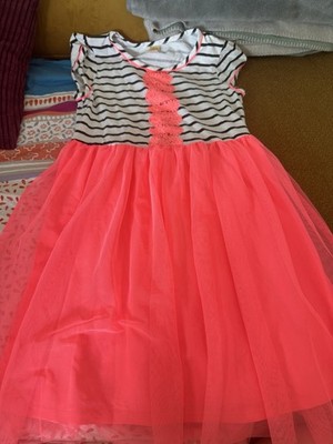 FADED GLORY Kleid Sommer schwarz weiß neon orange Tüll  Gr 14-16 J, ehe 12-14