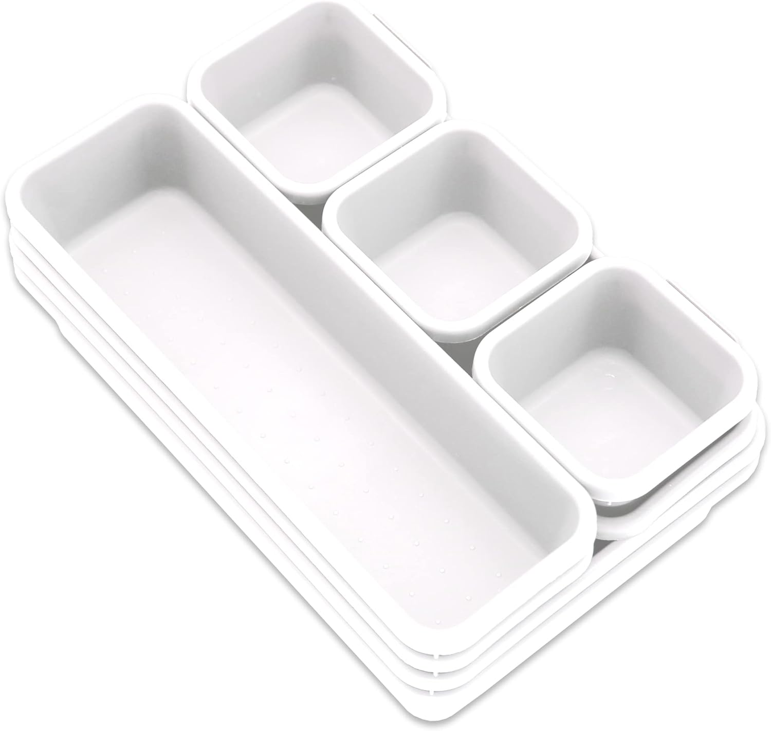 Storage Trays 8Pcs Interlocking Drawer Organiser Plastic Dividers Kitchen Office