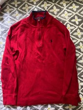 Polo Ralph Lauren Sweater Boys Size Medium Red Knit Cotton Long Sleeve 1/4 Zip