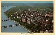 Harrisburg, Pennsylvania PA Aerial View of Hospital Area Teich 1965 Vintage
