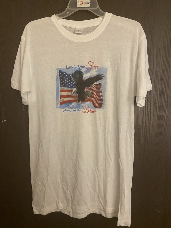 Iconic Patriotic Tee Top Unisex Land of the Free Home of the Brave 100% Cotton