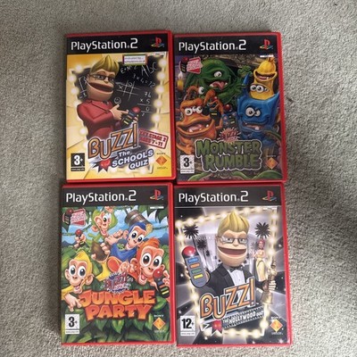 4x Buzz! Junior: Monster Rumble, Jungle Party, Schulquiz PAL mit Anleitungen PS2