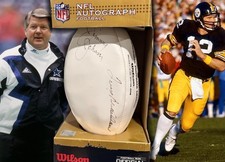🏈 TERRY BRADSHAW Steelers & JIMMY JOHNSON Cowboys ✍🏽 SIGNED Auto NFL Football