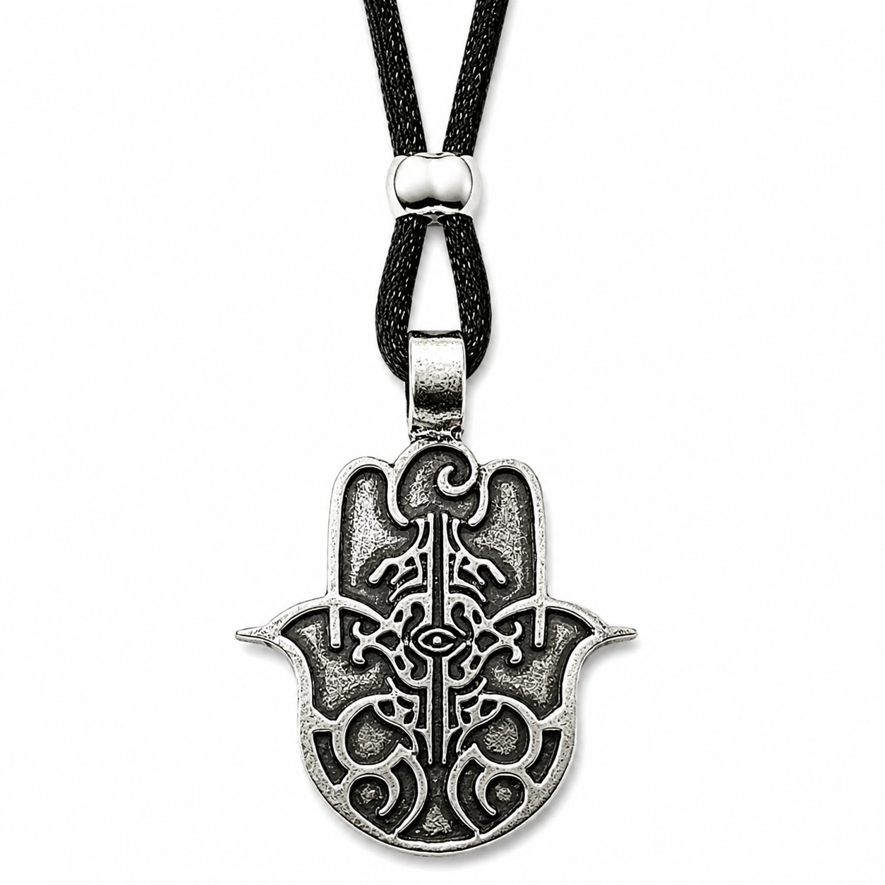 Hamsa Nazar Evil Eye Hand of Fatima Protection Pendant Beaded Cord Necklace