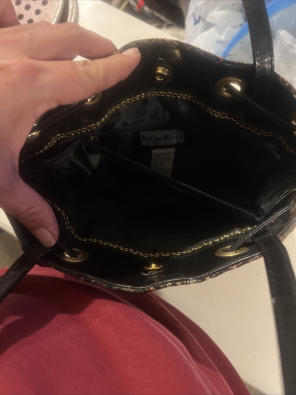 Y2K SUPER CUTE INDIGO MOON PATCHWORK EMBROIDERY S… - image 4