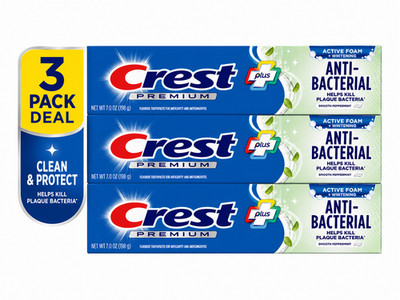 Crest Premium Plus Antibacterial Toothpaste 7oz Smooth Peppermint 3 Pack - NEW