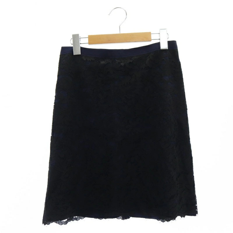 Sacai Luck Lace Trapezoid Mini Skirt Black/Navy Size 2 Excellent Used