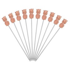 10 Pcs Stainless Steel Cocktail Picks, 4.2 Inch Pink (Pineapple)