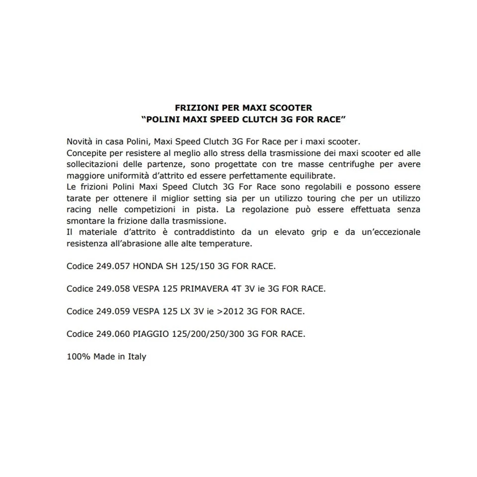 POLINI Embrayage Roue 3G Pour Benelli Caffe' Noir 125-150 4T LC E3 Diamètre 125 - Photo 4/4