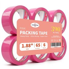 6 Rolls Pink Packing Tape 1.88 Inch x 65 Yards 390Y Strong Shipping Moving