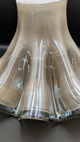 Murano Hand Blown Glass Vase 10" Ruffled Iridescent Italian Art Glass W/ Sticker - Picture 10 of 15