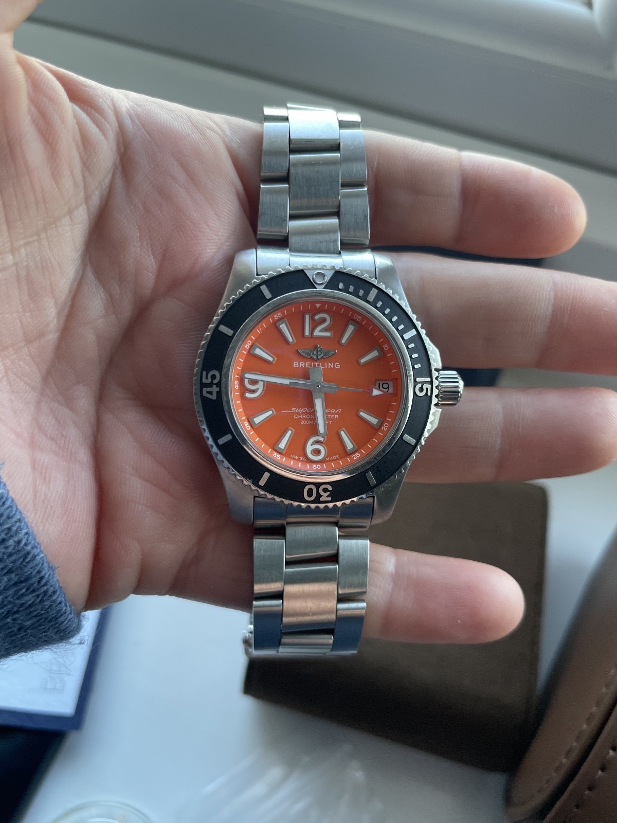Breitling Superocean 2 orange face ladies  Watch - 36 boxed & papers