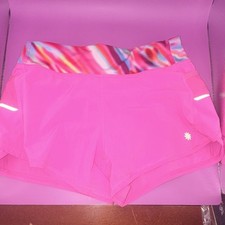 Athleta Girl Pink Colorblock Athletic Shorts Drawstring Pockets Reflective M