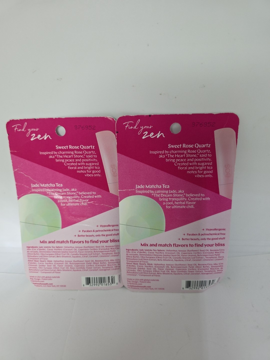 EOS Evolution Smooth Jade Matcha tea Mood Stones Zen Lip Balms (2 pack)