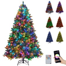 7FT Smart Pre-Lit Artificial Christmas Tree with Remote Control Twinkling Modes