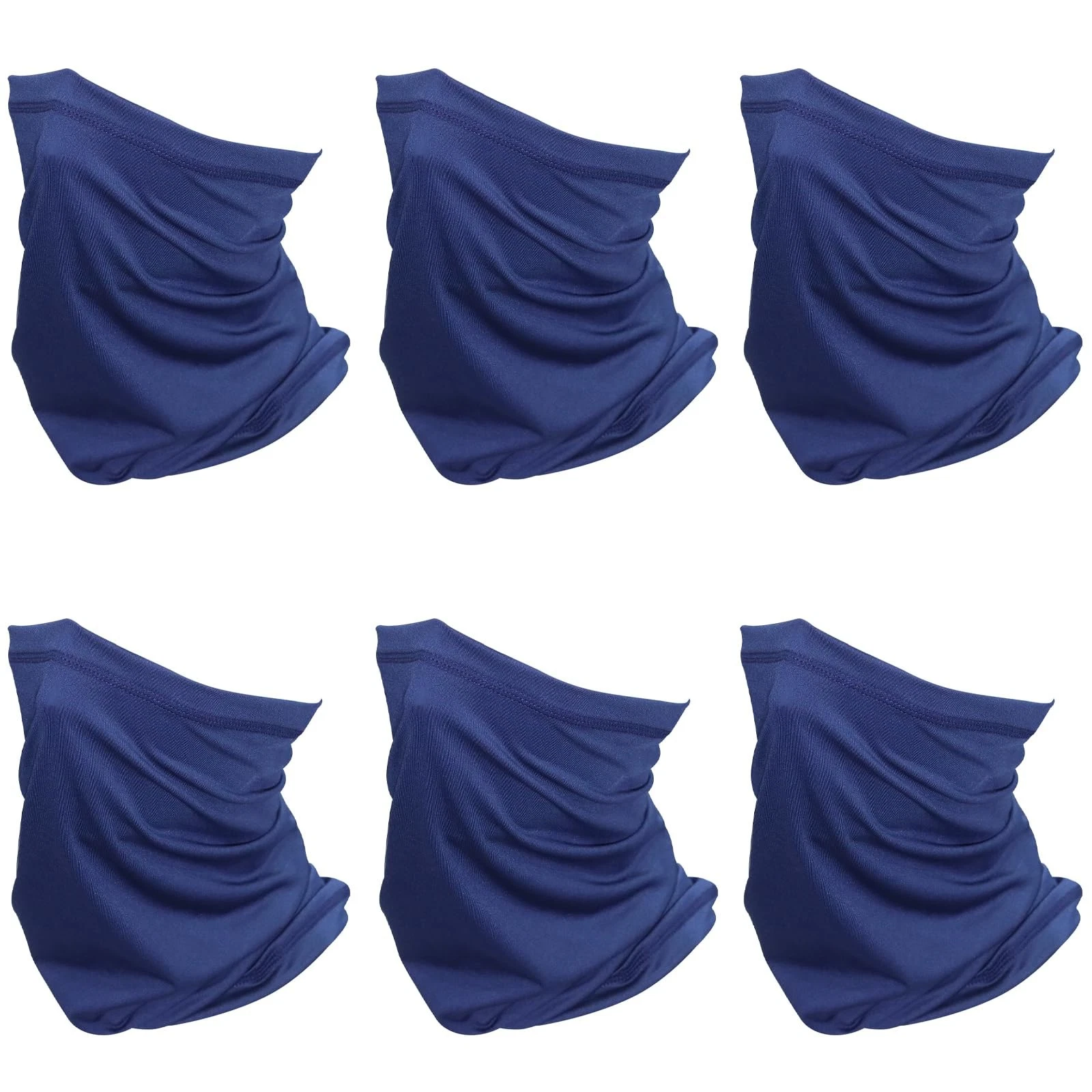 6 Pack Navy Blue Neck Gaiter Face Mask Sun Protection Bandana Cover Windproof...