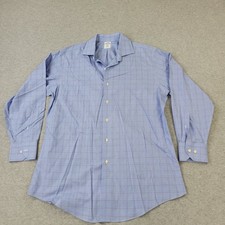 Brooks Brothers 1818 Regent Shirt Mens 16 - 2/3 Plaid Blue Button Up Long Sleeve