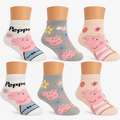 Peppa Pig Kinder Sneaker Socken | Baumwolle | Atmungsaktiv | 6 - 12 Paar