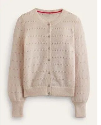 BODEN Flauschige Struktur Strickjacke Wollmix Beige UVP 120£ Gr. XS Brandneu A22