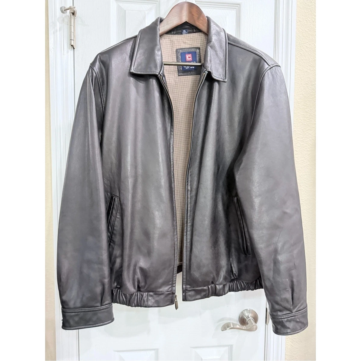 【希少】Chaps Ralph Lauren Leather Jacket Vintage Men's Ralph Lauren Chaps Leather Jacket Coat Brown Medium
