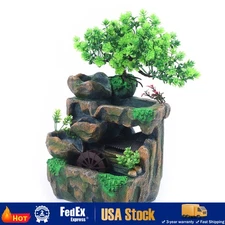 Tabletop Water Fountain Indoor Small Rock Waterfall Zen Decor with LED Light New