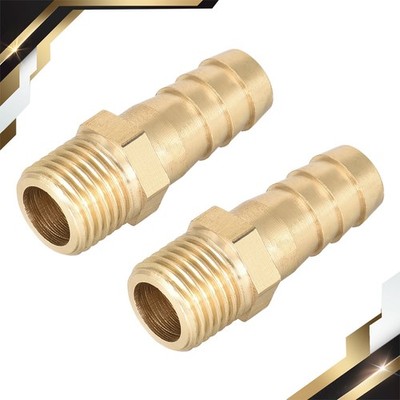 Brass Fitting Connector Metric M12-1.25 Male to Barb Fit Hose ID 10mm 2PACK