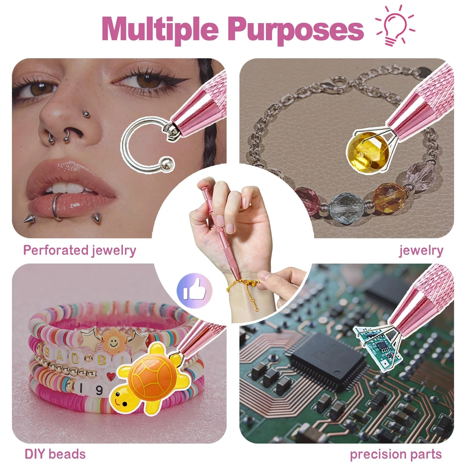 2Pcs Piercing Changing Tools, 4 Claw Grabber Tool Ball Holder Flat Back Earrings - product detail image 5