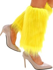 Fuzzy Leg Warmer Winter Fluffy Leg Warmers Boot Covers Mardi 11.8 in Yellow