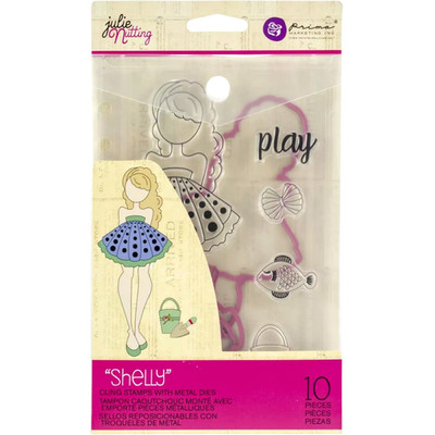 Prima Julie Nutting SHELLY MERMAID Paper Doll Stamp +  Die Set - NEW - Beach