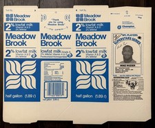 Mike Rozier Oilers 1986 Meadow Brook 2% Lowfat Milk Carton #10 Unfolded Flat