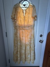 NEW! Stella & Julie Women's Flare Sleeve Yellow Floral Maxi Dress Plus Size 3X