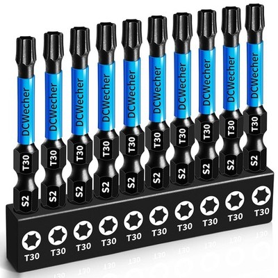 10-Pack T30 Torx Bit, Impact T-30 Bit 10-PCS 2 Inch, Blue