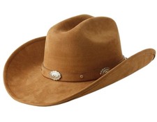 Poly Felt Western Cowboy Cowgirl with Shapeable Wide Brim Adjustable Hat Tan 