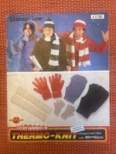 HAT BALACLAVA FOOTBALL STRIPED SCARF GLOVES LEG WARMER VTG KNITTING PATTERN 1730