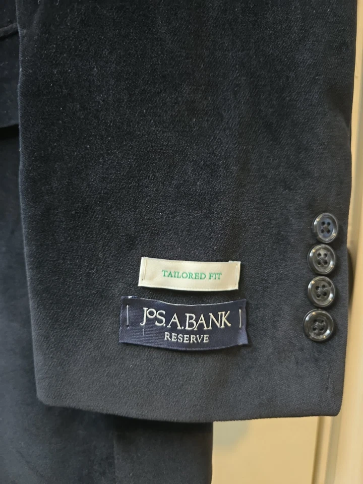 NOVO Smoking/Jaqueta de Jantar Jos A Bank Reserve Collection Veludo Preto 44 Longa - Imagem 3 de 4