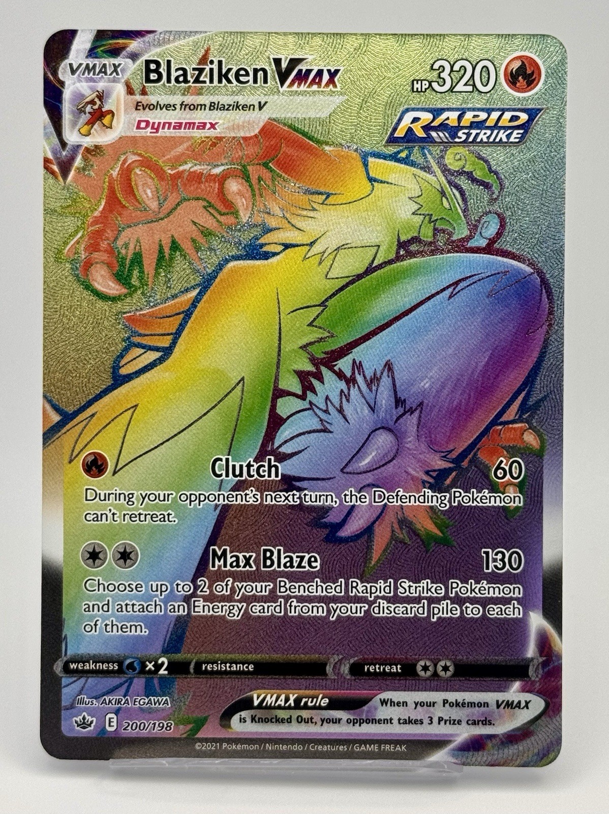 Pokemon SWSH06 Chilling Reign Blaziken VMAX 200/198 Rainbow Secret Rare NM