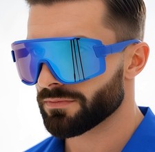 Sport Men Baseball Running Ski Sunglasses Retro Reflective Big Large Single Lens