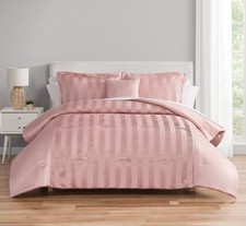 Mainstays Blush Pink 10 Piece Bed in a Bag Comforter Set w Sheets, Queen,UPICK