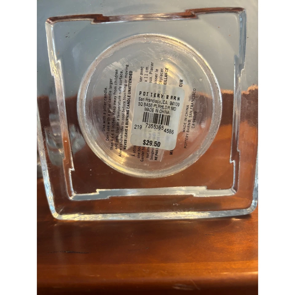 Juego de 2 candelabros con pedestal de vidrio transparente Pottery Barn elegantes decoración de mesa Foto 3 de 4