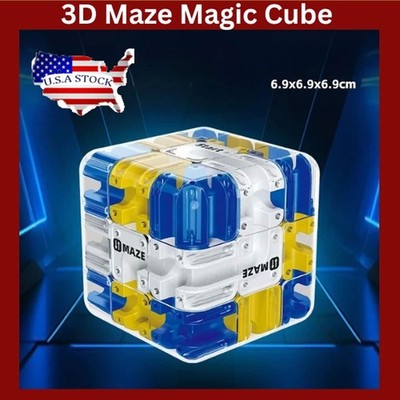 3D Maze Cube Puzzle - Large Labyrinth Ball Game with 6-Side Challenge Fidget Toy