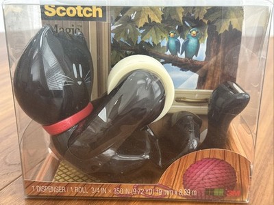 New in Package*3M Scotch Magic Tape Black Cat/Kitty Dispenser w/Tape Roll