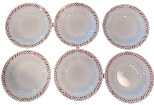 Pyrex REGENCY 794 Tableware Corning 14 PC Bowls Plates Dinner Red Swirl Vintage