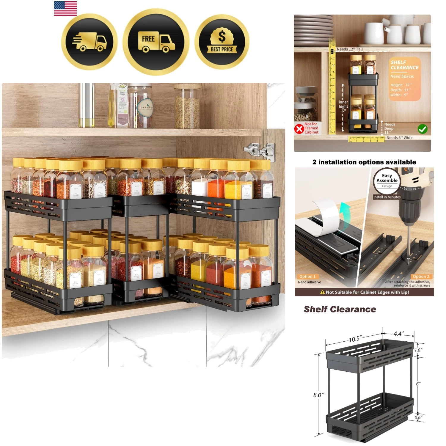 Pull Out Spice Rack Organizer for Cabinet, 3 Packs Slide Out Spice Racks Orga...
Opens in a new wind