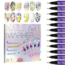 12 Colors Nail Art Pens Set 3D Nail Polish Pens Graffiti Dotting Pen Acrylic DIY